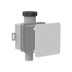 Podomítková zápachová uzávěrka ke klimatizačním jednotkám HL Hutterer & Lechner, DN32 - 100x100mm, kryt bílý 110x110mm