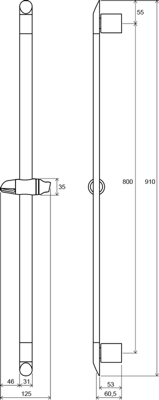 Tyč s posuvným držákem sprchy Ravak 973.00CR 90cm chrom