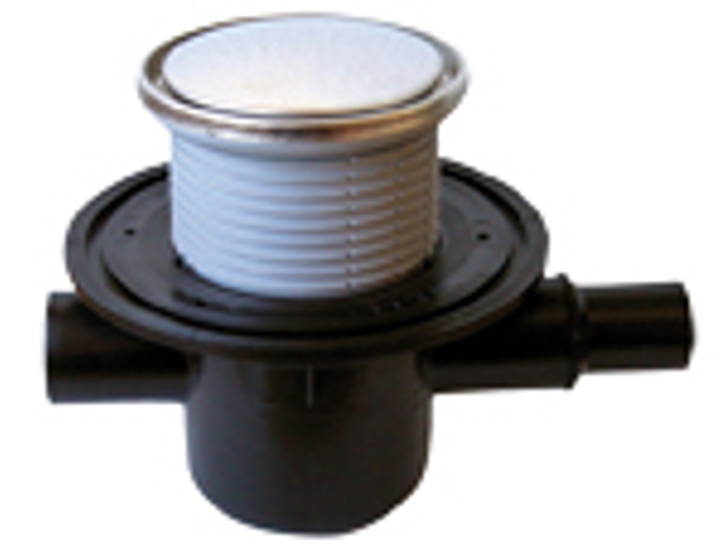 Podlahová vpust HL Hutterer & Lechner, DN50 s ležatým odtokem, s izolační přírubou, ZU standard - vodní, 1x DN40/50, nástavec kruh nerez d 133mm/ nerez d 121mm