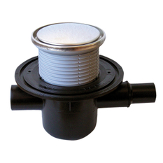 Podlahová vpust HL Hutterer & Lechner, DN50 s ležatým odtokem, s izolační přírubou, ZU standard - vodní, 1x DN40/50, nástavec kruh nerez d 133mm/ nerez d 121mm