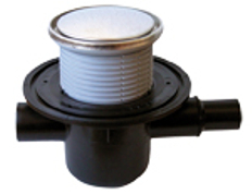 Podlahová vpust HL Hutterer & Lechner, DN50 s ležatým odtokem, s izolační přírubou, ZU standard - vodní, 1x DN40/50, nástavec kruh nerez d 133mm/ nerez d 121mm