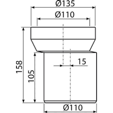 Dopojení Alcadrain (Alcaplast) k WC - nátrubek e x centrický 158 mm A92