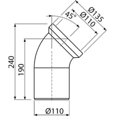 Dopojení Alcadrain (Alcaplast) k WC - koleno 45° A90-45