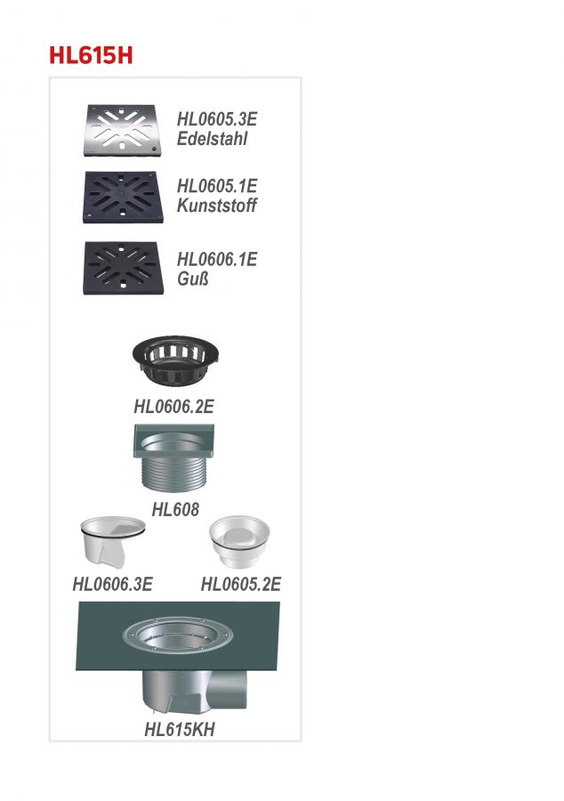 Těleso velkokapacitního vtoku HL Hutterer & Lechner, DN110 s ležatým odtokem, s asfaltovou manžetou
