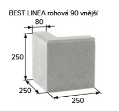 Obrubník chodníkový betonový Best Linea II rohový, vnější, výška 25 cm, antracitová
