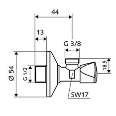 Rohový ventil Schell Sanland, bez matky se sítkem, 1/2˝ x 3/8˝, chrom
