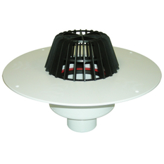 Střešní vtok HL Hutterer & Lechner, DN160se svislým odtokem, s PVC izolační přírubou, tepelně izolovaný. Pro měkčené PVC hydroizolační fólie. Záchytný koš standardní i plochý