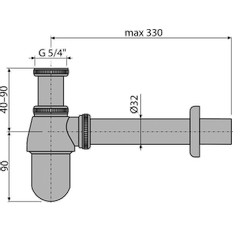 Sifon umyvadlový Alcadrain (Alcaplast) DN32 s převlečnou maticí 5/4˝, kov A431