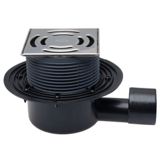 Podlahová vpust HL Hutterer & Lechner, DN50/75 s ležatým odtokem, ZU standard - vodní, s izolační přírubou, nerez 145x145mm/nerez 138x138mm