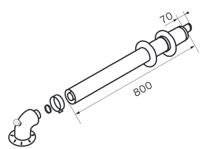 Sestava vodorovná Protherm odkouření pr. 60/100 mm, délka 0,75 m