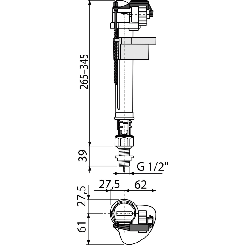 Napouštěcí ventil Alcadrain (Alcaplast) spodní A17-1/2