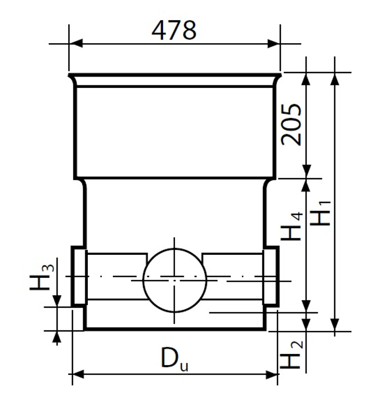 Dno šachtové sběrné typ X 90° Wavin Tegra 425, KG DN 160