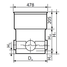 Dno šachtové sběrné typ X 90° Wavin Tegra 425, KG DN 160
