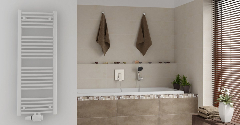 Těleso koupelnové trubkové Koralux Rondo Classic KRCM 1820/450, výkon 725 W, středové připojení, barva bílá