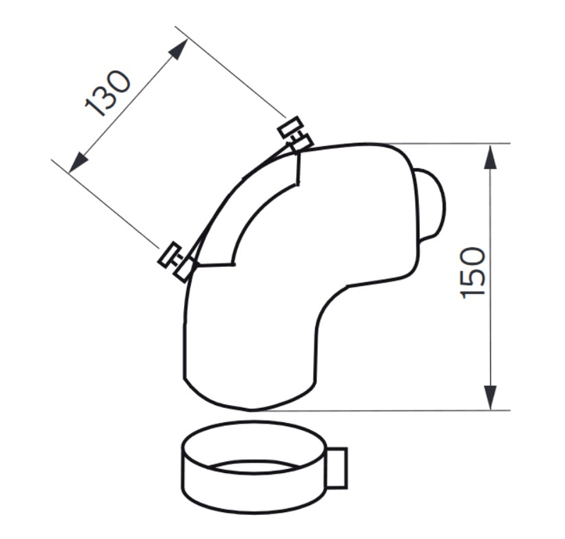 Koleno 87° s kontrolním otvorem Protherm odkouření pr. 60/100 mm