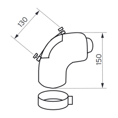 Koleno 87° s kontrolním otvorem Protherm odkouření pr. 60/100 mm