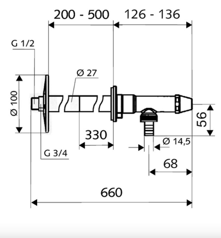 Ventil nezámrzný Schell Polar II set, zkracovatelný, 1/2˝ chrom
