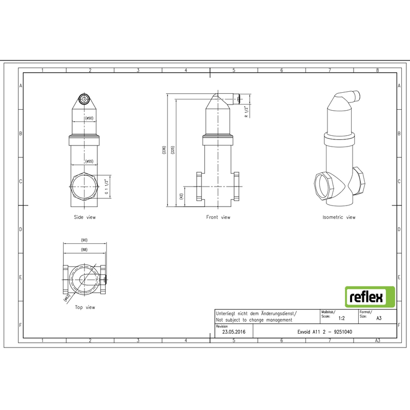 Odlučovač mikrobublin Reflex Exvoid A 6/4 mosaz