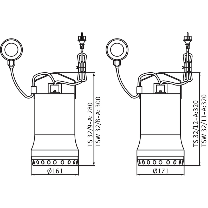 Ponorné motorové čerpadlo na splaškovou vodu Wilo Drain TSW 32/11-A, Rp 5/4˝, 1x230V, 0.6kW