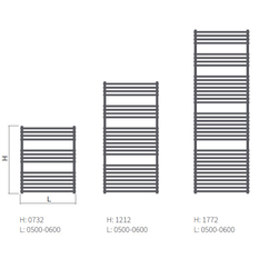 Těleso koupelnové trubkové Isan Ikaria 1212 x 600 mm, 663 W, elektrické s regulátorem Mini PW, sněhově bílá RAL 9016