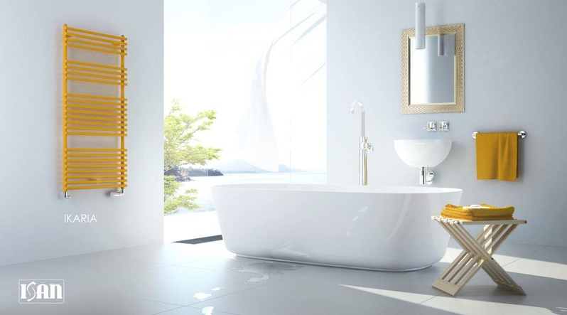 Těleso koupelnové trubkové Isan Ikaria Radius 732 x 500 mm, 349 W, klasické připojení, sněhově bílá RAL 9016