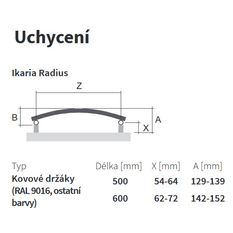 Těleso koupelnové trubkové Isan Ikaria Radius 1212 x 600 mm, 682 W, klasické připojení, sněhově bílá RAL 9016