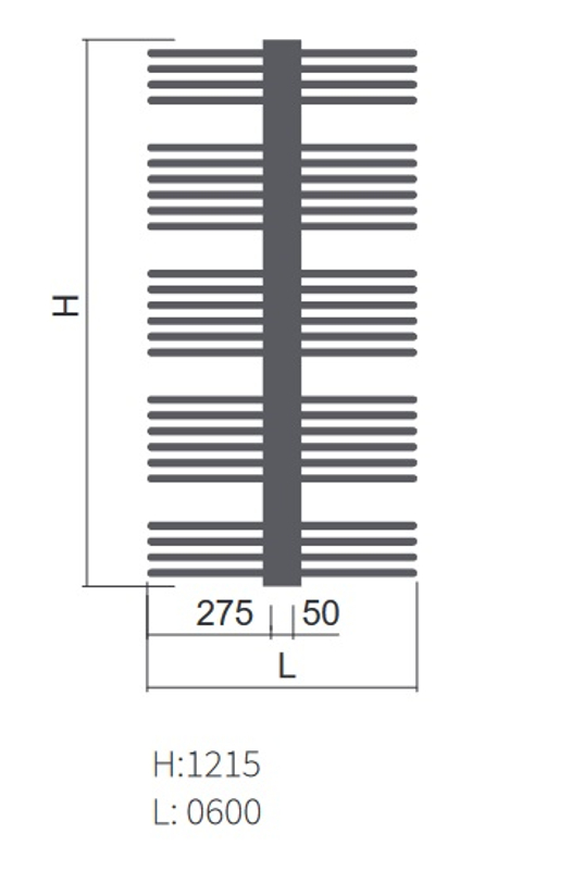 Těleso koupelnové trubkové Isan Koro 1215 x 600 mm, 1010 W, klasické připojení, sněhově bílá RAL 9016