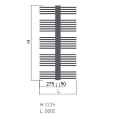 Těleso koupelnové trubkové Isan Koro 1215 x 600 mm, 1010 W, klasické připojení, sněhově bílá RAL 9016