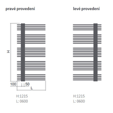 Těleso koupelnové trubkové Isan Koro Plus 1215 x 600 mm, 1010 W, elektrické s regulátorem Mini PW, sněhově bílá RAL 9016