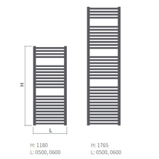 Těleso koupelnové trubkové Isan Linosia 1180 x 500 mm, 546 W, elektrické s regulátorem Mini PW, sněhově bílá RAL 9016