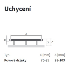 Těleso koupelnové trubkové Isan Linosia 1180 x 600 mm, 638 W, klasické připojení, sněhově bílá RAL 9016