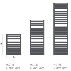 Těleso koupelnové trubkové Isan Mapia Light 1180 x 500 mm, 558 W, elektrické s regulátorem Mini PW, sněhově bílá RAL 9016
