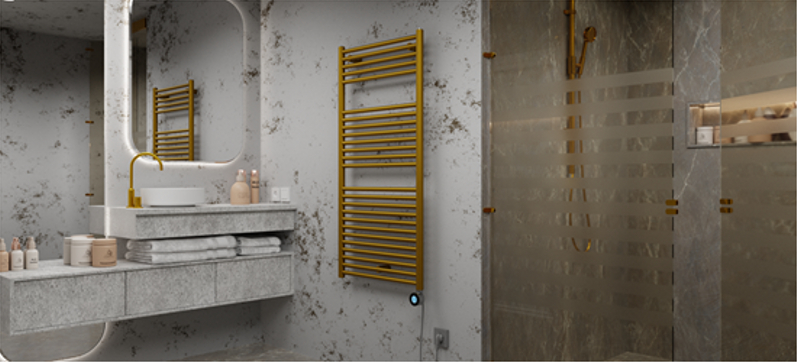 Těleso koupelnové trubkové Isan Palmyra Plus 1775 x 600 mm, 996 W, elektrické s regulátorem Mini PW, sněhově bílá RAL 9016