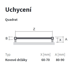 Těleso koupelnové trubkové Isan Quadrat 1255 x 600 mm, 680 W, klasické připojení, sněhově bílá RAL 9016