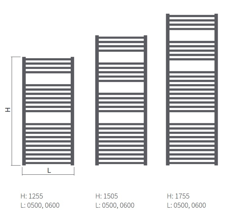 Těleso koupelnové trubkové Isan Quadrat 1755 x 600 mm, 937 W, elektrické s regulátorem Mini PW, sněhově bílá RAL 9016