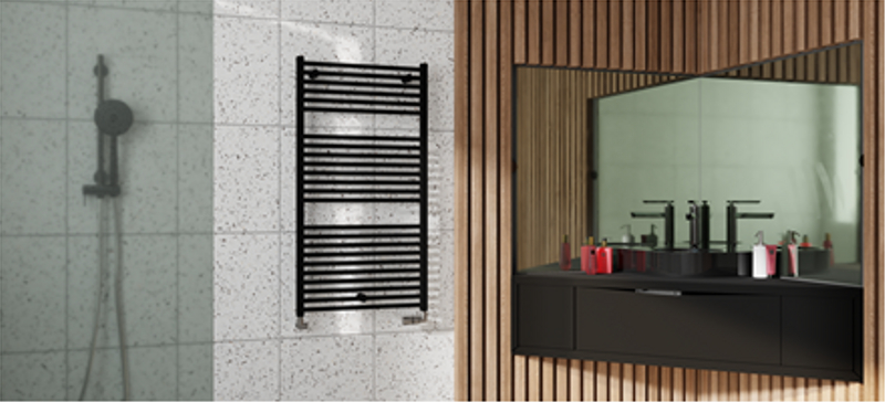 Těleso koupelnové trubkové Isan Tongia 1135 x 600 mm, 600 W, elektrické s regulátorem Mini PW, sněhově bílá RAL 9016