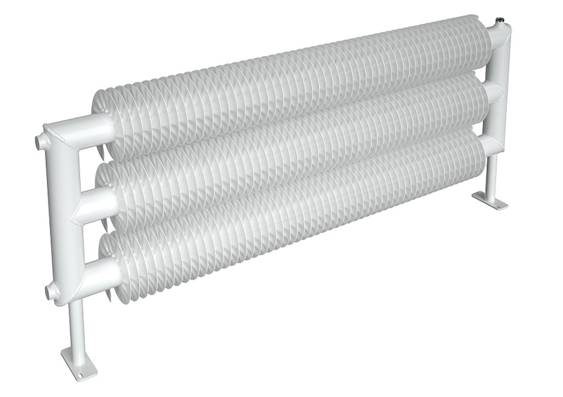 Radiátor žebrový Isan Spiral RAT3 57 x 137 x 4000 mm, 5442 W, na zeď, bílá