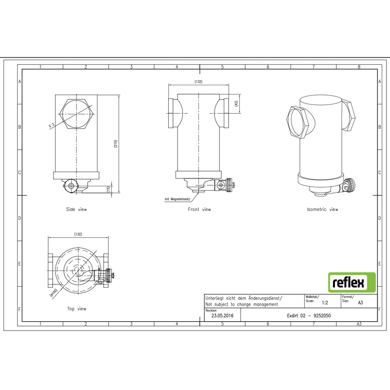 Odlučovač mikrobublin Reflex Exvoid A 2 mosaz