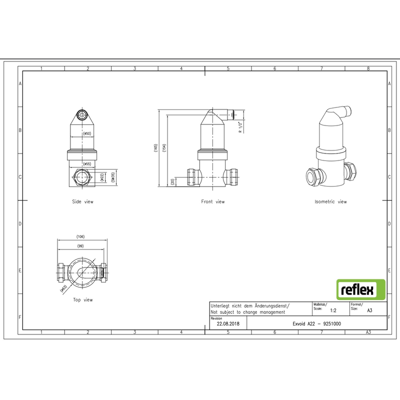 Odlučovač mikrobublin Reflex Exvoid A 22 mosaz