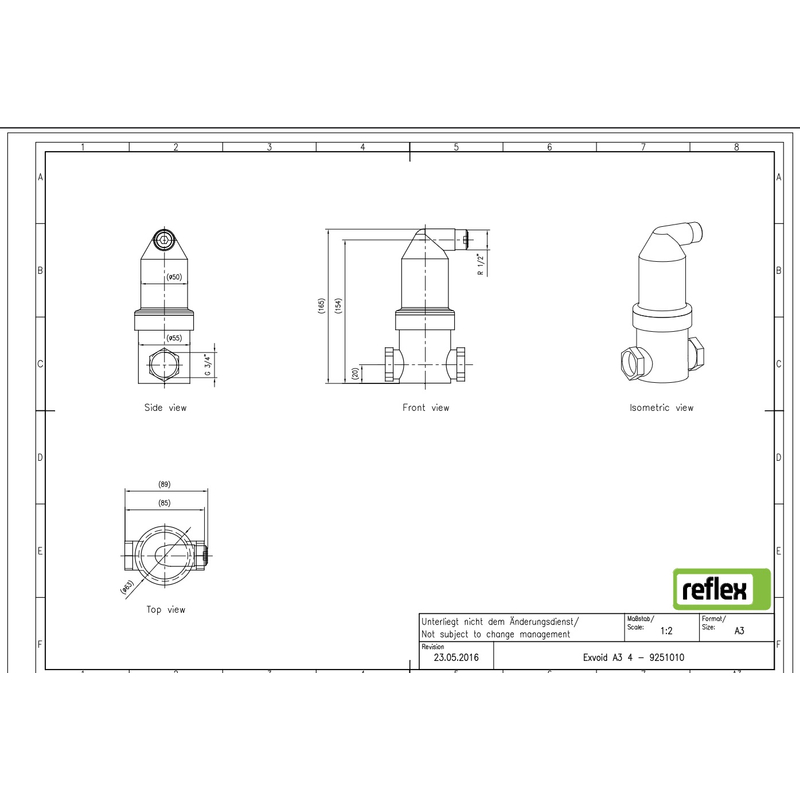 Odlučovač mikrobublin Reflex Exvoid A 3/4 mosaz