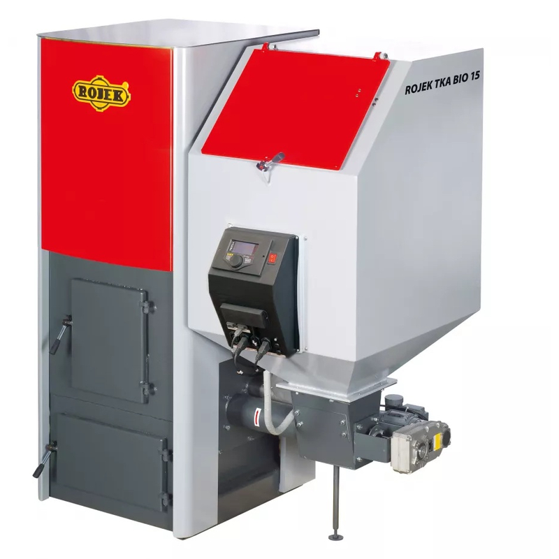 Kotel automatický na pelety a hnědé uhlí Rojek BIO 15, 4,1 - 15 kW, 5. třída, SVT 1399, pravý