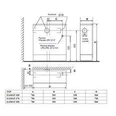 Plynové topidlo Karma Gamat S50, o výkonu 5,3 kW, s odtahem spalin do komína s přirozeným tahem, mechanická regulace teploty, slonová kost