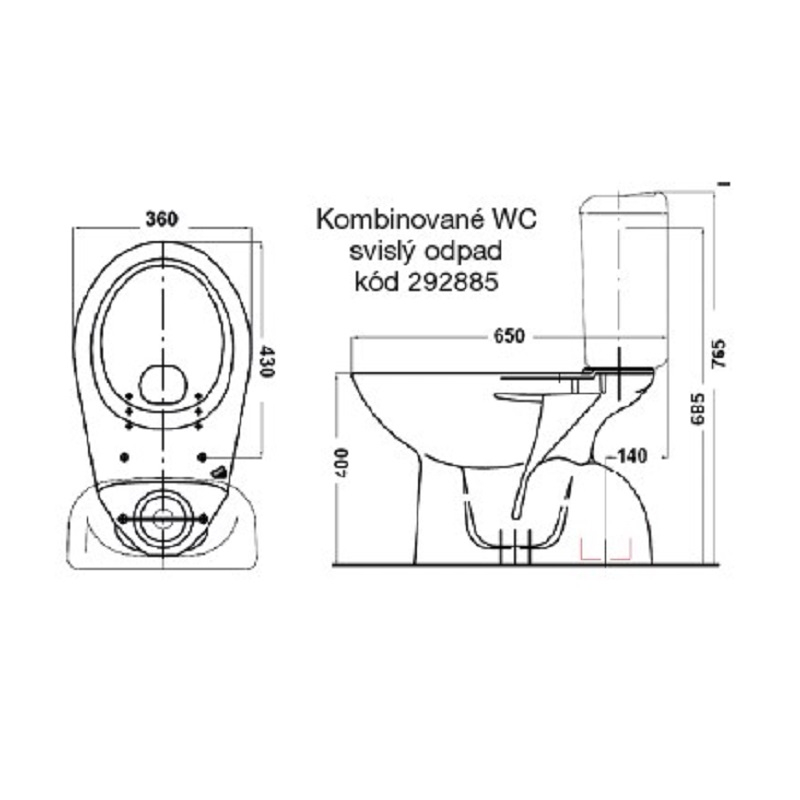 Kombi klozet Optiline (Europa) Perfetto svislý odpad smontovaný