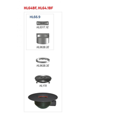 Střešní vtok HL Hutterer & Lechner, DN110 s ležatým odtokem v provedení pro pochůzné střechy, s PP izolační přírubou, pro TPO, FPO hydroizolační fólie, s elektrickým ohřevem(10-30W, 230V), nástavec 148x148mm/137x137mm. Záchytný koš plochý