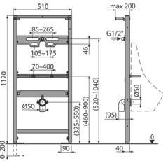 Montážní rám Alcadrain (Alcaplast) pro pisoár A107S/1120