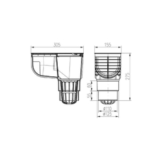 Kanalizační vpusť spodní KV110/125 ST D110/125 mm standard 325 S