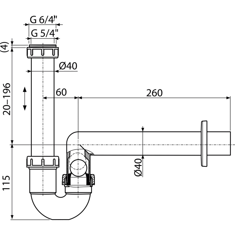 Sifon pro odkapávající kondenzát Alcadrain (Alcaplast) DN40 AKS3