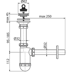 Sifon umyvadlový Alcadrain (Alcaplast) DN32 s nerezovou mřížkou DN63 A411