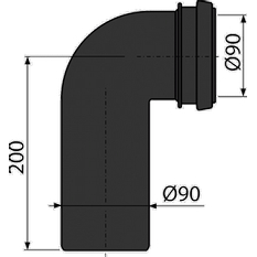 Koleno odpadu komplet Alcadrain (Alcaplast) DN90/90 M908