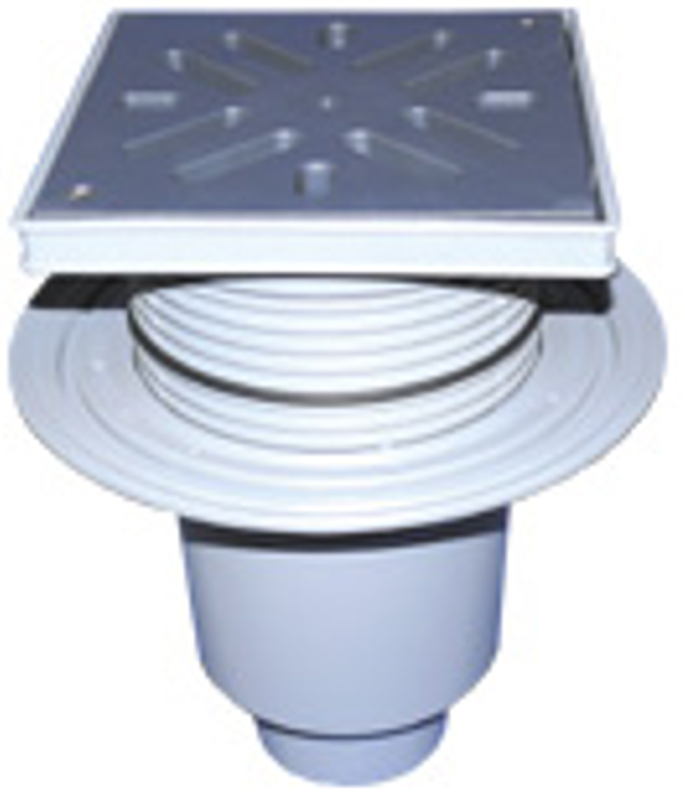 Velkokapacitní (dvorní) vtok HL Hutterer & Lechner, DN160 se svislým odtokem, s izolační přírubou, se suchou nezámrznou zápachovou klapkou, koš na nečistoty, plast 240x240mm/plast 226x226mm, L15